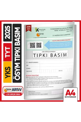 Karakutu Yayınları TYTtıpkı2025kitapçığı 2025 Yks-Tyt Ösym Tıpkı Basım Çıkmış Soru Kitapçığı (Video/pdf Çözümlü Türkiye Geneli Değerlendirme)