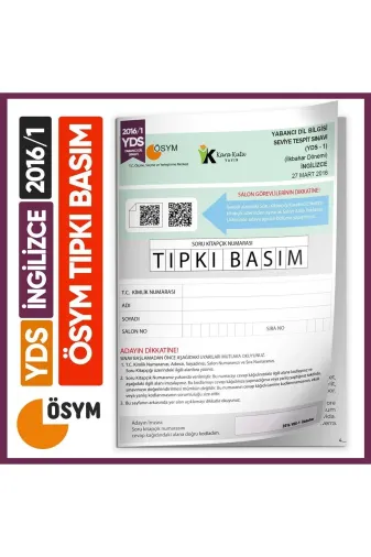 Karakutu Yayınları YDSTıpkı2016/1 Yds 2016/1 Ösym Tıpkı Basım Çıkmış Soru Deneme Kitapçığı Video Çözümlü Türkiye Geneli
