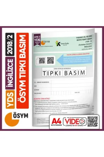 Karakutu Yayınları YDSTıpkı2018/2 Yds 2018/2 Ösym Tıpkı Basım Çıkmış Soru Deneme Kitapçığı Video Çözümlü Türkiye Geneli