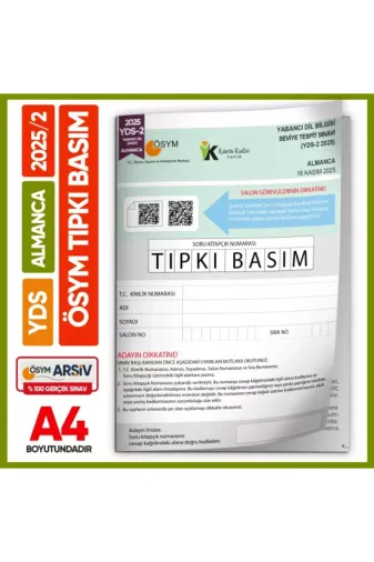Karakutu Yayınları YDSTıpkıALMANCA2025/2 Yds Almanca 2025/2 Yabancı Dil Sınavı Ösym Tıpkı Basım Çıkmış Soru Deneme Kitapçığı (E-Yds Uygun)