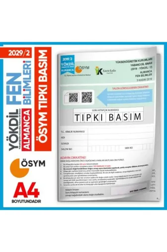 Karakutu Yayınları YOKDILalmncaFEN2019/2 2019/2 Yökdil Almanca Fen Bilimleri Ösym Çıkmış Soru Tıpkı Basım Deneme Kitapçığı Türkiye Geneli
