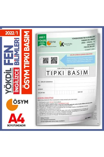 Karakutu Yayınları YOKDILingFEN2022/1 2022/1 Yökdil İngilizce Fen Bilimleri Ösym Çıkmış Soru Tıpkı Basım Deneme Kitapçığı Türkiye Geneli