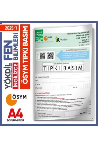 Karakutu Yayınları YOKDILingFEN2025/1Y 2025/1 Yökdil İngilizce Fen Bilimleri Ösym Çıkmış Soru Tıpkı Basım Deneme Kitapçığı Türkiye Geneli