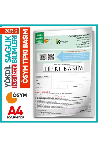 Karakutu Yayınları YOKDILingSAGLIK2023/2 2023/2 Yökdil İngilizce Sağlik Bilimleri Ösym Çıkmış Soru Tıpkı Basım Deneme Kitapçığı Türkiye Genel