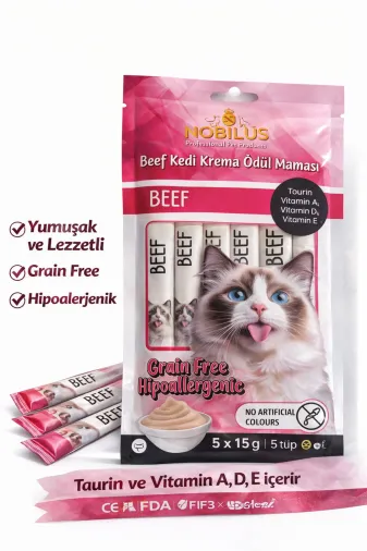 karamelpet 13460-2 Nobilus Biftekli Kedi Krema Ödül Maması 5 X 15 Gr