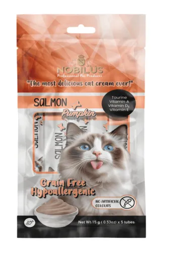karamelpet 13460-5 Nobilus Somon Balıklı Kedi Krema Ödül Maması 5 X 15 Gr