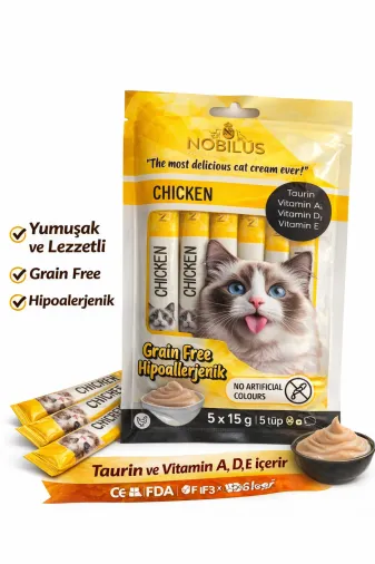 karamelpet 13460 Nobilus Tavuklu Kedi Krema Ödül Maması 5 X 15 Gr