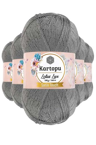Kartopu RT-RYL-5ARKRLOTLK941-1564 5 Adet Lotus Lux Bikini Büstiyer Bluz Simli Örgü İpi K941 Açık Gri
