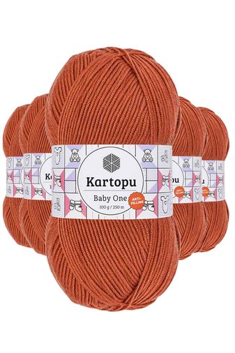 Kartopu RT-RYL-5ARKTBON1210 5 Adet Baby One Tüylenmeyen El Örgü İpi Yünü Tarçın K1210