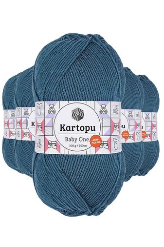 Kartopu RT-RYL-5ARKTBON1467 5 Adet Baby One Tüylenmeyen El Örgü İpi Yünü Petrol K1467