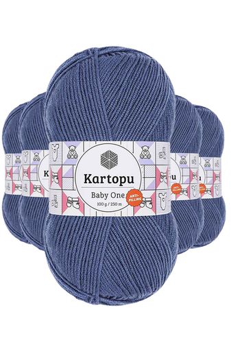 Kartopu RT-RYL-5ARKTBON1533 5 Adet Baby One Tüylenmeyen El Örgü İpi Yünü Koyu Mavi K1533