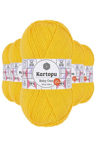 Kartopu RT-RYL-5ARKTBON154 5 Adet Baby One Tüylenmeyen El Örgü İpi Yünü Sarı K154