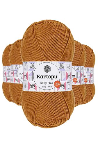 Kartopu RT-RYL-5ARKTBON1854 5 Adet Baby One Tüylenmeyen El Örgü İpi Yünü Hardal K1854