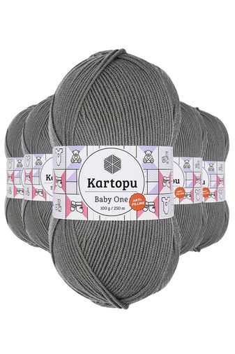 Kartopu RT-RYL-5ARKTBON1921 5 Adet Baby One Tüylenmeyen El Örgü İpi Yünü Koyu Gri K1921