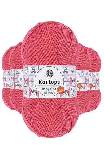 Kartopu RT-RYL-5ARKTBON254 5 Adet Baby One Tüylenmeyen El Örgü İpi Yünü Pembe K254