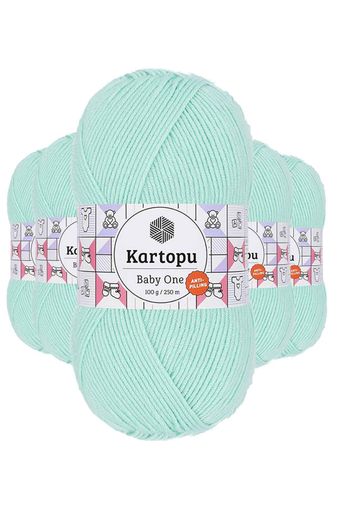 Kartopu RT-RYL-5ARKTBON507 5 Adet Baby One Tüylenmeyen El Örgü İpi Yünü Açık Yeşil K507