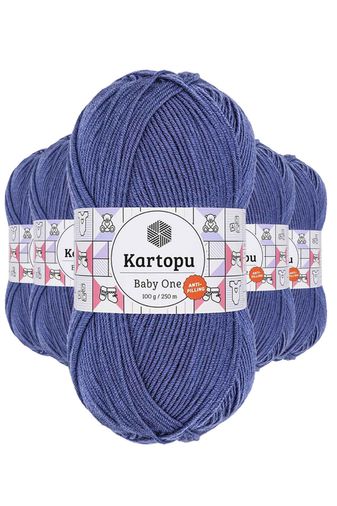Kartopu RT-RYL-5ARKTBON604 5 Adet Baby One Tüylenmeyen El Örgü İpi Yünü Açık Lacivert K604