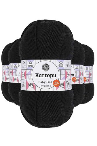 Kartopu RT-RYL-5ARKTBON940 5 Adet Baby One Tüylenmeyen El Örgü İpi Yünü Siyah K940