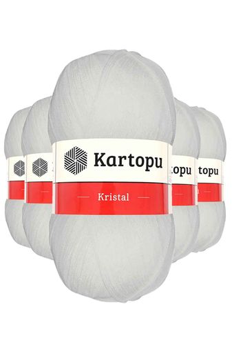 Kartopu RT-RYL-5ARKTLF010 5 Adet Kristal Çift Katlı El Örgü Lif İpi Beyaz K010