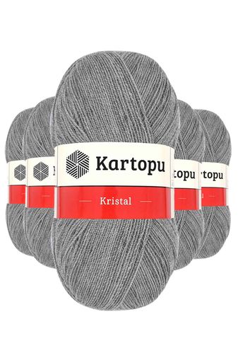 Kartopu RT-RYL-5ARKTLF1001 5 Adet Kristal Çift Katlı El Örgü Lif İpi Açık Gri K1001
