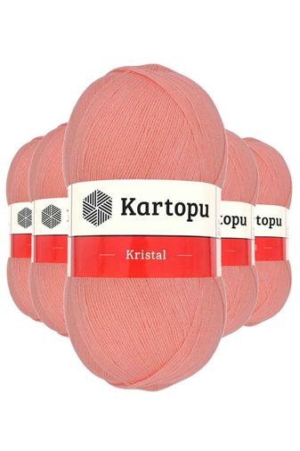 Kartopu RT-RYL-5ARKTLF1217 5 Adet Kristal Çift Katlı El Örgü Lif İpi Koyu Somon K1217