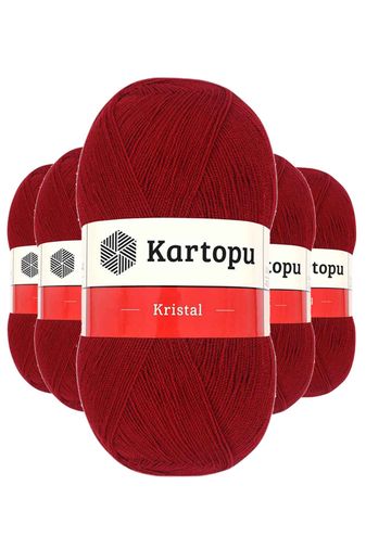Kartopu RT-RYL-5ARKTLF125 5 Adet Kristal Çift Katlı El Örgü Lif İpi Koyu Kırmızı K125