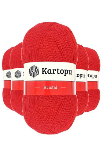 Kartopu RT-RYL-5ARKTLF160 5 Adet Kristal Çift Katlı El Örgü Lif İpi Açık Kırmızı K160