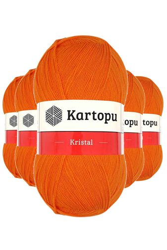 Kartopu RT-RYL-5ARKTLF210 5 Adet Kristal Çift Katlı El Örgü Lif İpi Turuncu K210