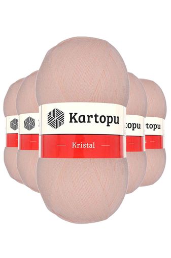 Kartopu RT-RYL-5ARKTLF223 5 Adet Kristal Çift Katlı El Örgü Lif İpi Somon K223
