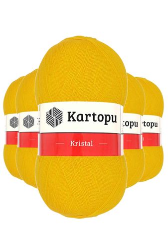 Kartopu RT-RYL-5ARKTLF320 5 Adet Kristal Çift Katlı El Örgü Lif İpi Koyu Sarı K320