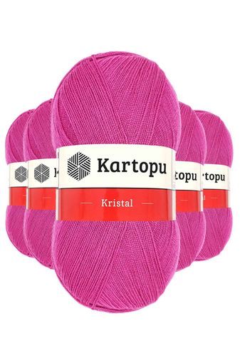 Kartopu RT-RYL-5ARKTLF440 5 Adet Kristal Çift Katlı El Örgü Lif İpi Fuşya K440