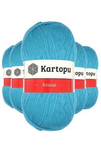 Kartopu RT-RYL-5ARKTLF515 5 Adet Kristal Çift Katlı El Örgü Lif İpi Turkuaz K515