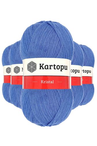 Kartopu RT-RYL-5ARKTLF535 5 Adet Kristal Çift Katlı El Örgü Lif İpi Koyu Mavi K535