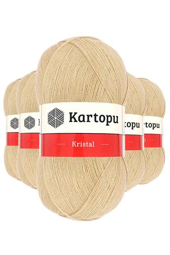 Kartopu RT-RYL-5ARKTLF884 5 Adet Kristal Çift Katlı El Örgü Lif İpi Sütlü Kahve K884