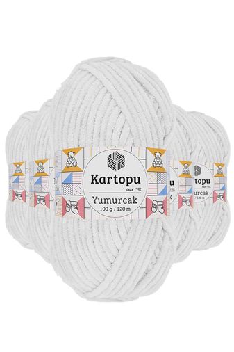 Kartopu RT-RYL-5ARKTYMK010 5 Adet Yumurcak Kadife El Örgü İpi Kar Beyaz K010