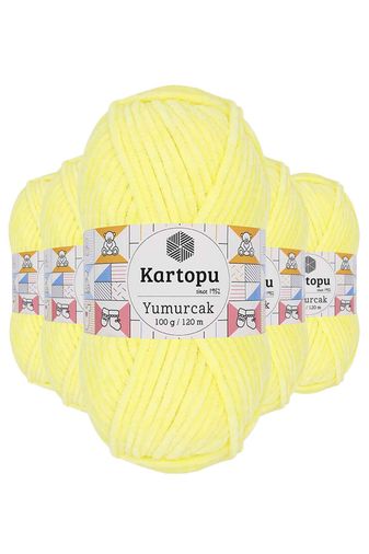 Kartopu RT-RYL-5ARKTYMK333 5 Adet Yumurcak Kadife El Örgü İpi Sarı K333