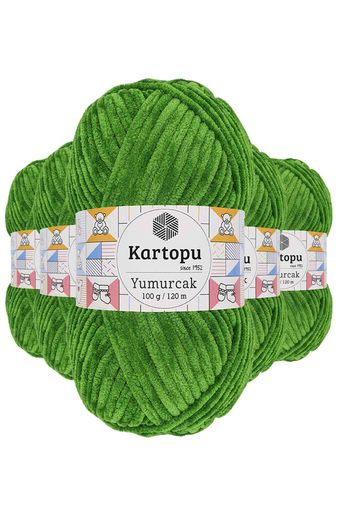 Kartopu RT-RYL-5ARKTYMK469 5 Adet Yumurcak Kadife El Örgü İpi Yeşil K469