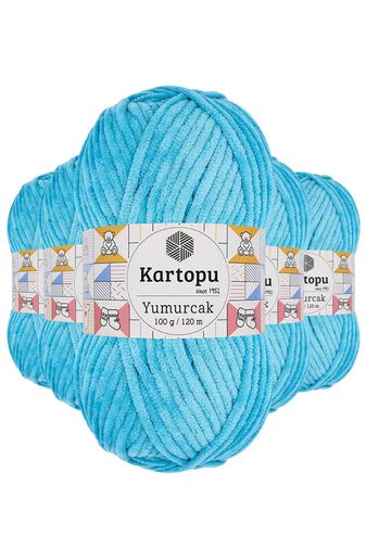 Kartopu RT-RYL-5ARKTYMK515 5 Adet Yumurcak Kadife El Örgü İpi Turkuaz K515