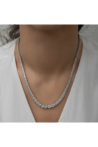 katre46 TYCC4FCDB71D9D98590157F00 Gümüş Süzme Beyaz Taşlı Su Yolu Kadın Kolye