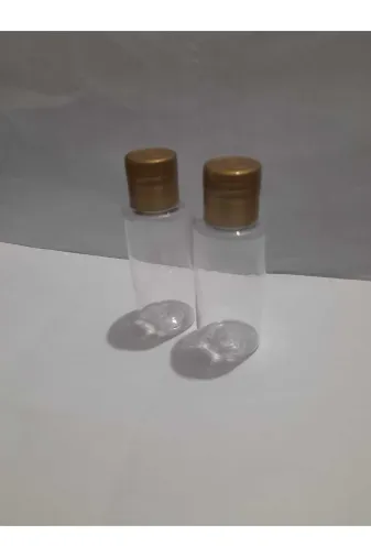KAYAPETLASTİK KAYAPETPLASTİK73 50 Adet Mini Boş Plastik Mini Şişe ,gold Kapak,şampuan Duş Jeli Saç Kremi Kuaför Malzemesi