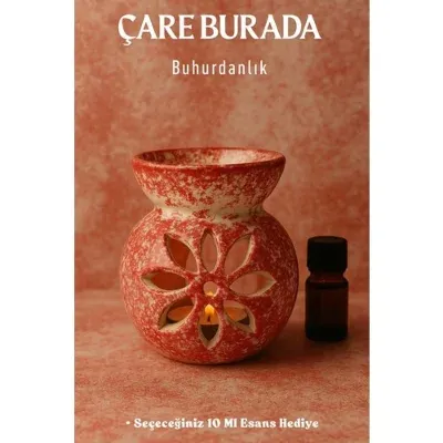 Kırmızı & Beyaz Renk Buhurdanlık (Seçeneğiniz 10 Ml Esans Hediye)