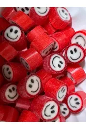 Kırmızı Gülenyüz Desenli Lolly Akide Şeker 1000 Gr
