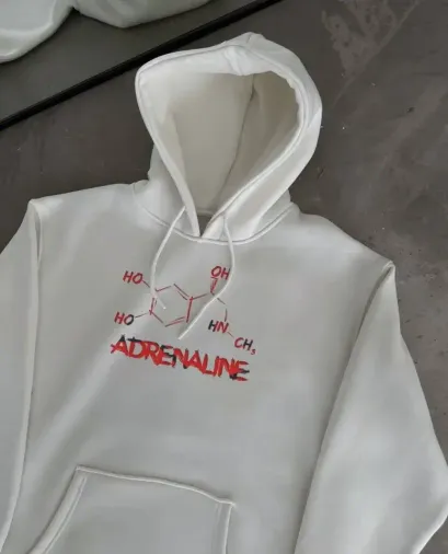 Kışlık Uzun Kol Kapüşonlu SweatShirt - Beyaz - M - Beyaz