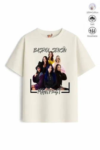 Kız Çocuk Oversize Kalıp MANİF Tasarım Tişört