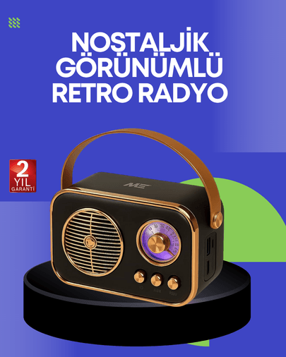 Klasik Retro Radyo – Bluetooth Destekli, FM Özellikli Şarjlı Hoparlör