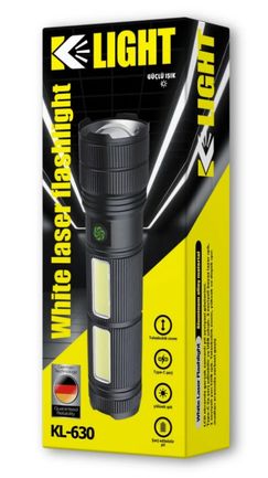 klight Şarjlı El Feneri - Uzun Menzil Güçlü - Teleskobik Zoom Kl-630