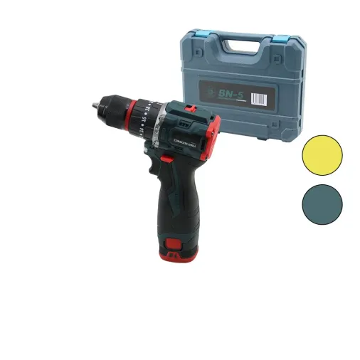 KÖMÜRSÜZ SARI VEYA  MAVİ RENK ŞARJLI DARBELİ MATKAP - UÇ SETİ 1550 RPM24V - 5.0 Ah2-BATARYA (4745)
