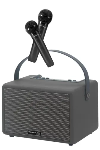 Konfulon F32 2x50W Sürücülü 2 Adet Mikrofonlu BT 5.2 Kablosuz Hoparlör - Siyah