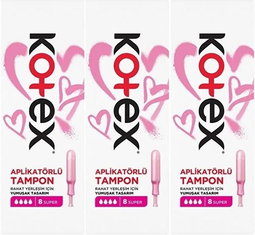 Kotex Aplikatörlü Tampon Süper 24 Lü Set (3PK*8)