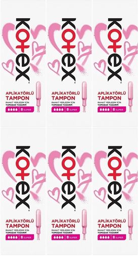 Kotex Aplikatörlü Tampon Süper 48 Li Set (6PK*8)